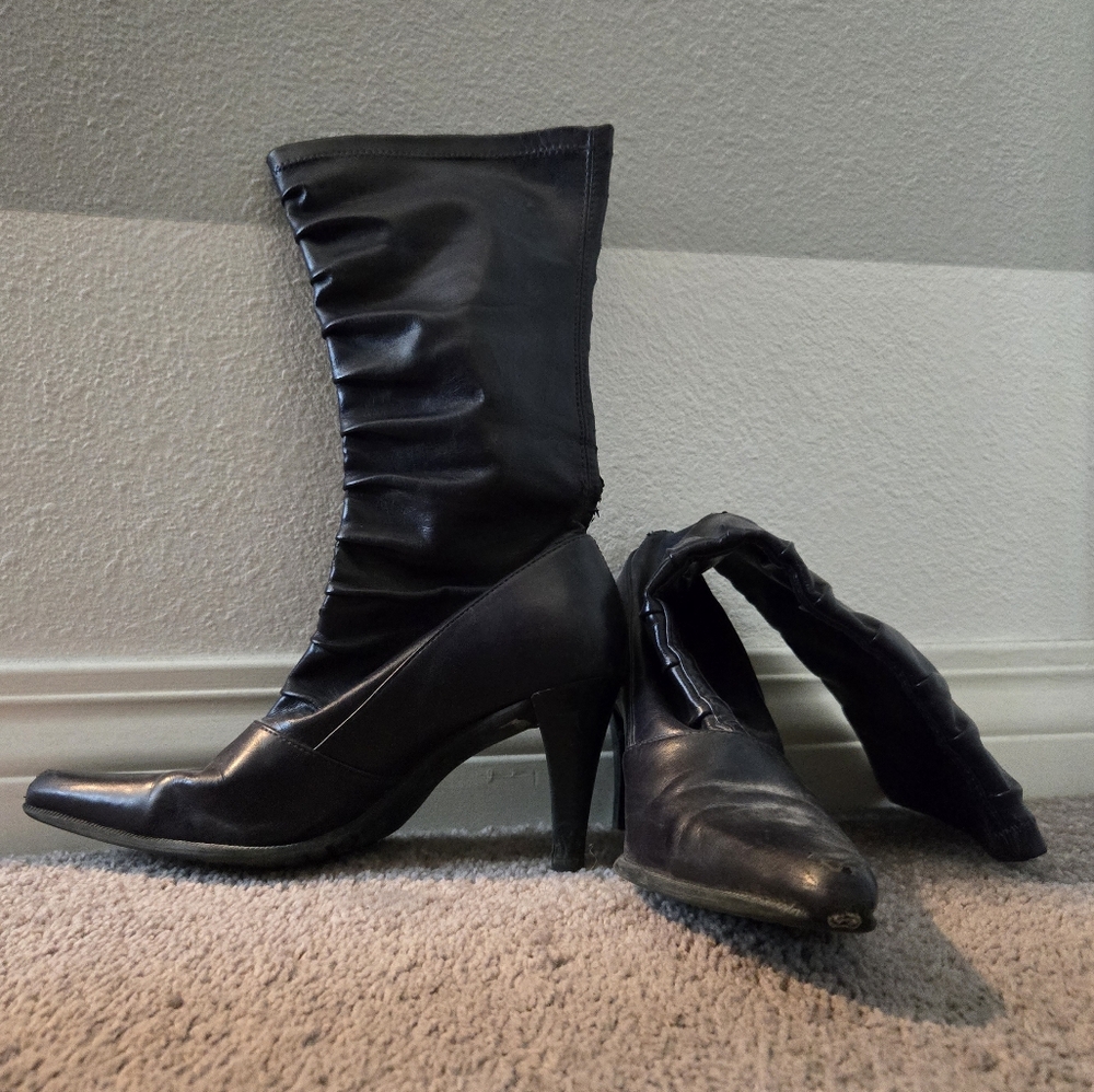 Nine West Purple and Black Heeled Boots
